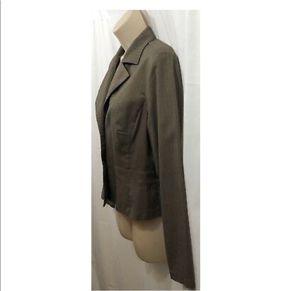 M.K.M. Designs Women’s M Work Blazer Gray/Tan Jacket Button Down Long Sleeves - Picture 3 of 8